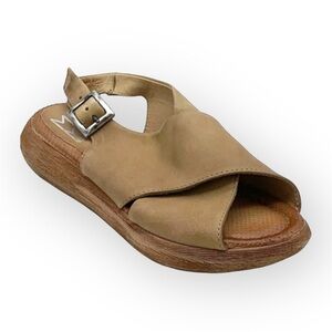 Miz Mooz Leather Cross-Band Sandals Irma Sand beige  slingback size 38(7.5)